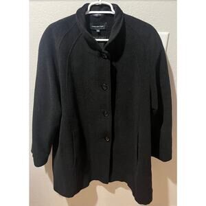 Jones New York, Women's 14W Wool Blend Overcoat Button-Up, Excellent Condition